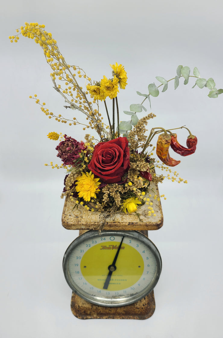 Vintage Scale with Dried Floral