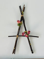Rustic Wood Sticks Letter A with Dried Florals.