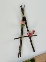 Rustic Wood Sticks Letter A with Dried Florals.