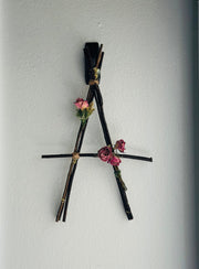 Rustic Wood Sticks Letter A with Dried Florals.