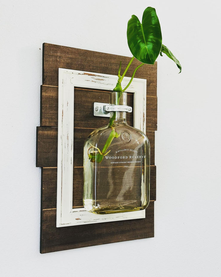 Farmhouse Style Wood Frame With a WoodFord Reserve Bottle