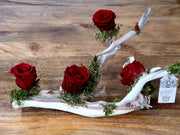 Driftwood Piece With Preserved Red Roses