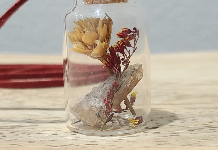Dried Flowers and Topaz Crystal