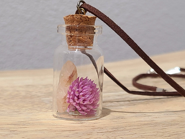 Dried Flower and Pink Rose Quartz