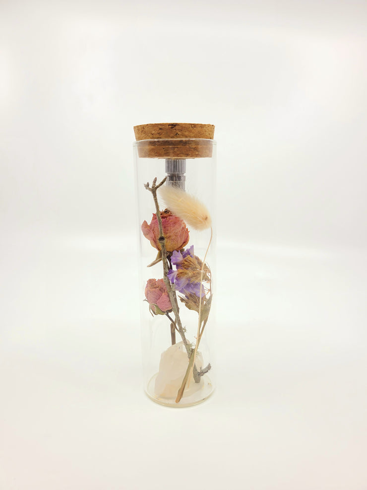 Dried Flowers and Quartz Crystal Mini Lamp